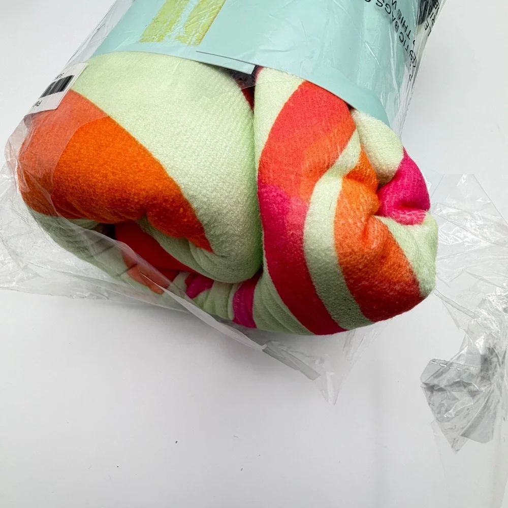 Summer & Rose Palms Beach Towel Green Orange Pink Tropical Stripe‎ 39x70